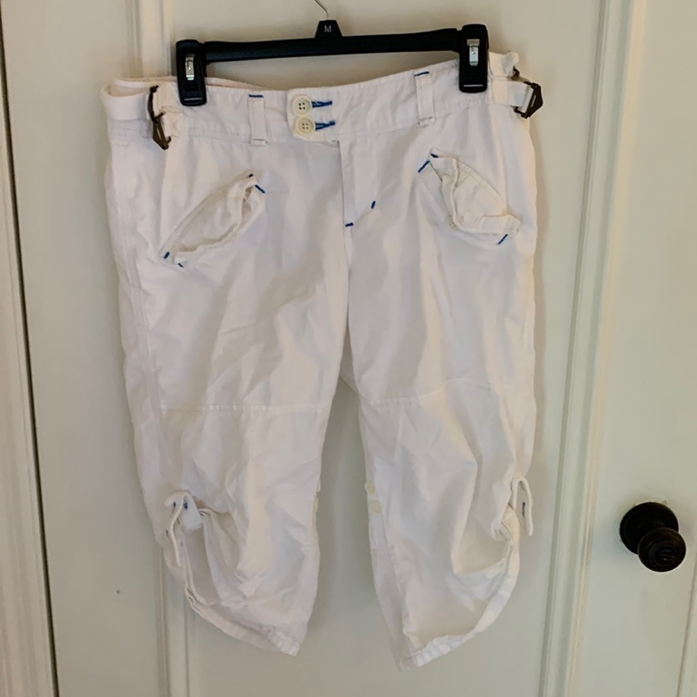 Free People White Cropped Cargo Shorts
